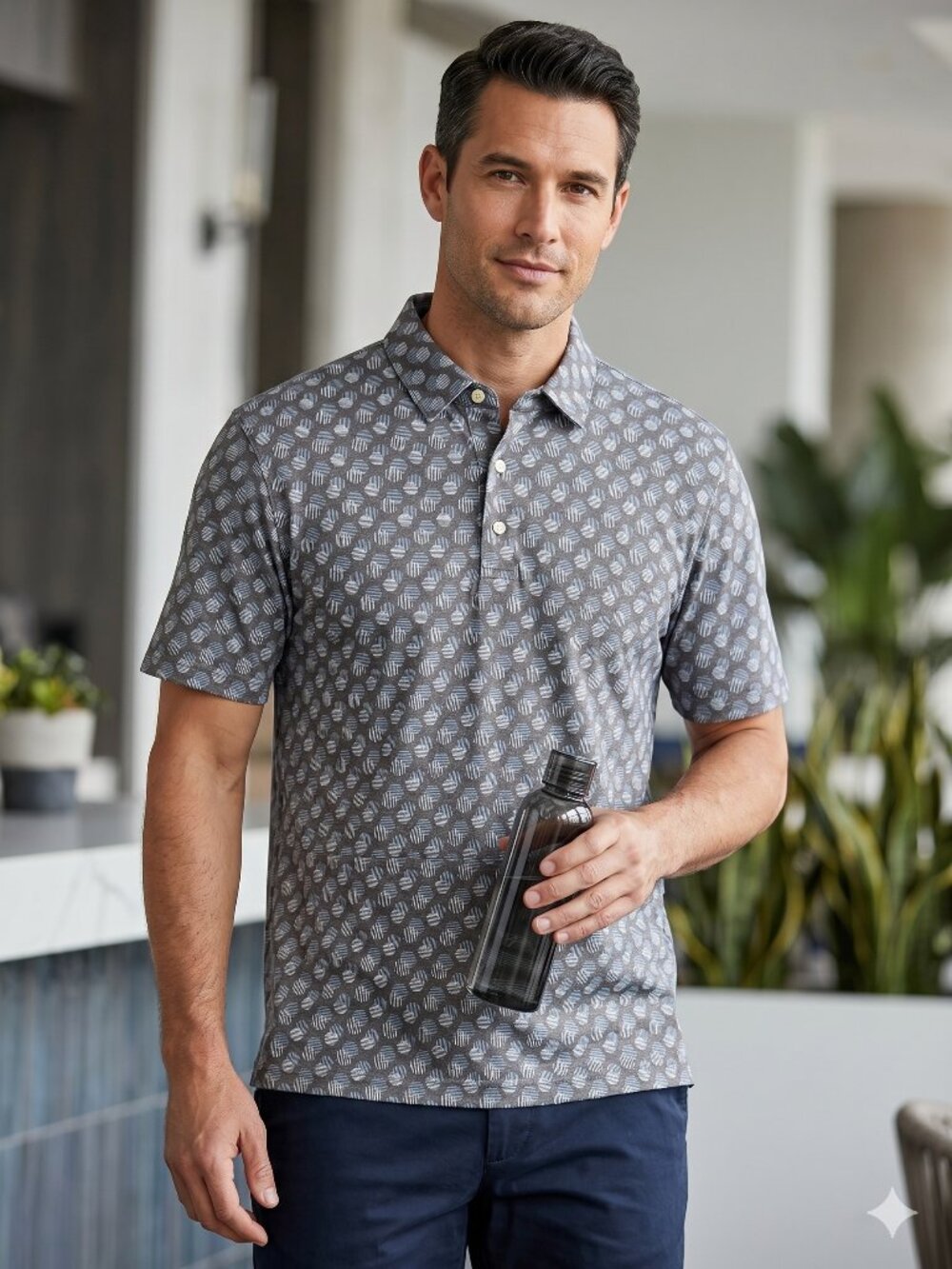 Jos. A. Bank Traveler Polo Shirt XL Cotton Geo Dot